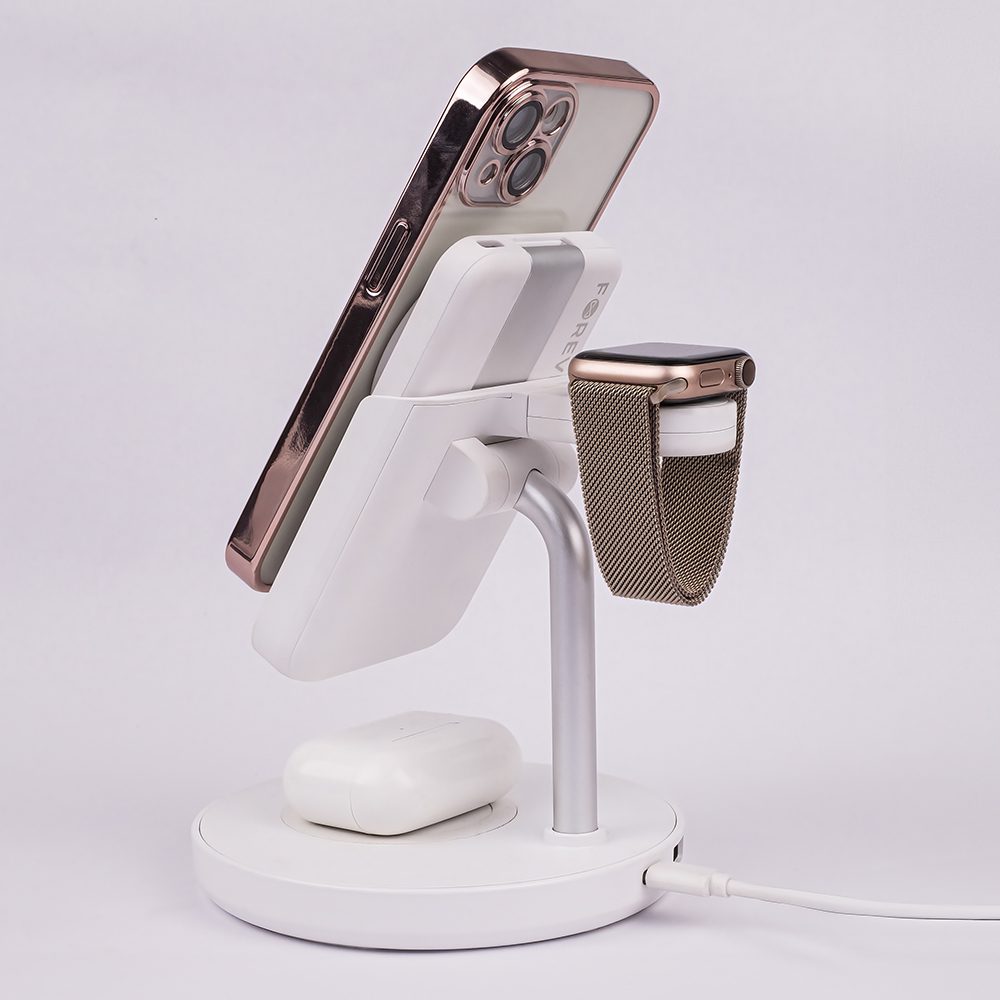 366540_oryg Forever MACS-100 magnetic wireless charging station with power bank white 5in1