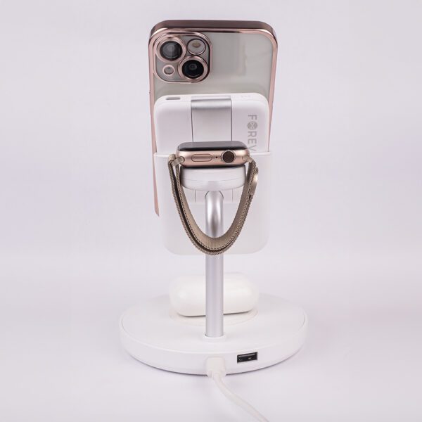 Forever MACS-100 magnetic wireless charging station with power bank white 5in1