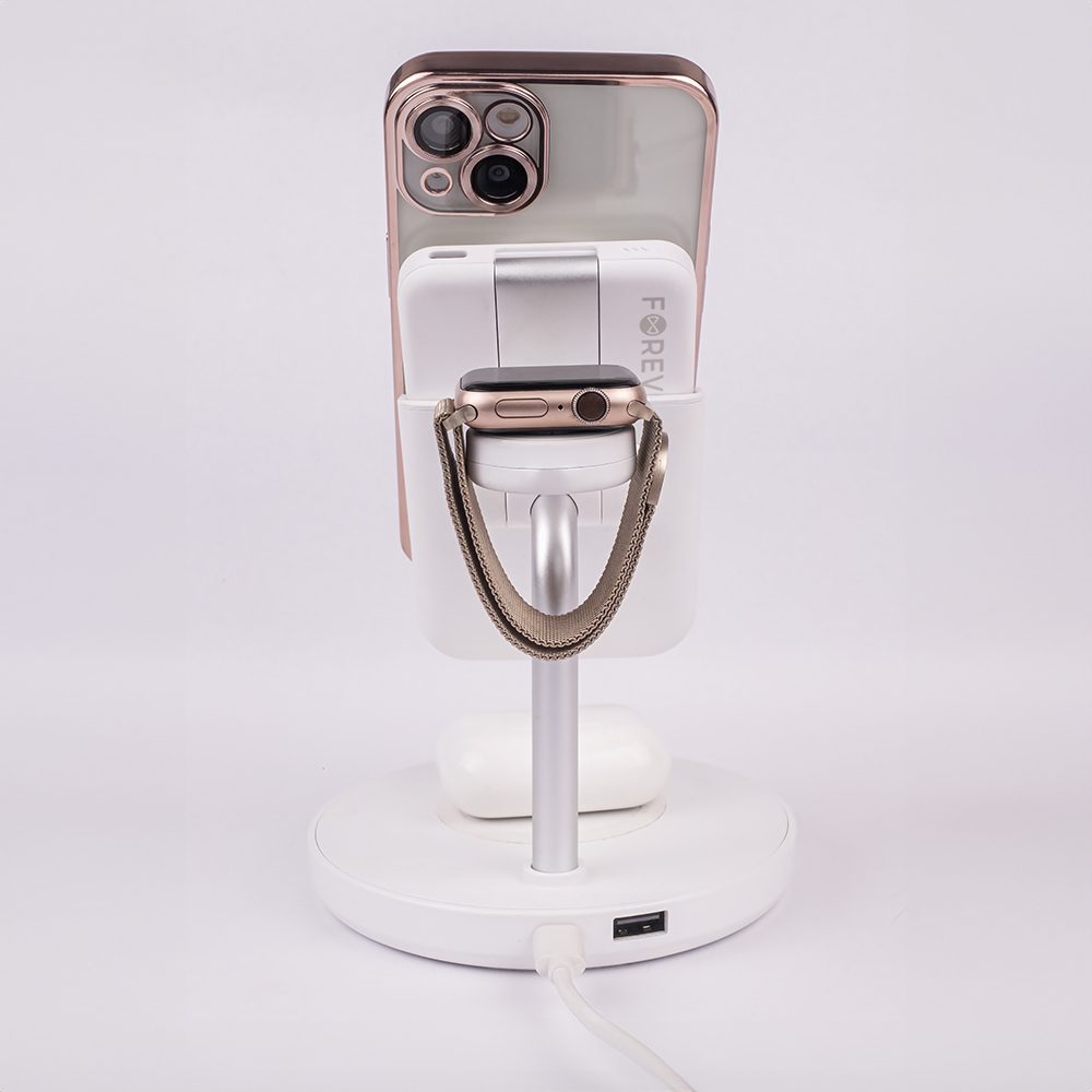366544_oryg Forever MACS-100 magnetic wireless charging station with power bank white 5in1