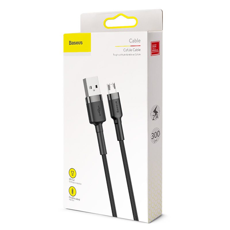 367303_oryg Baseus cable Cafule USB - micro USB 3,0m 2A gray-black
