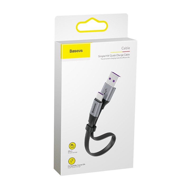 Baseus cable Nimble USB - USB-C 23cm 5A gray-black 40W