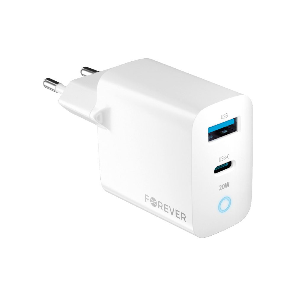 367695_oryg Forever TC-06-20AC PD QC charger 1x USB-C 1x USB 20W white