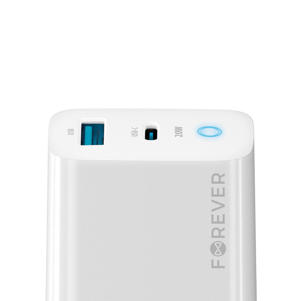 367696_oryg Forever TC-06-20AC PD QC charger 1x USB-C 1x USB 20W white