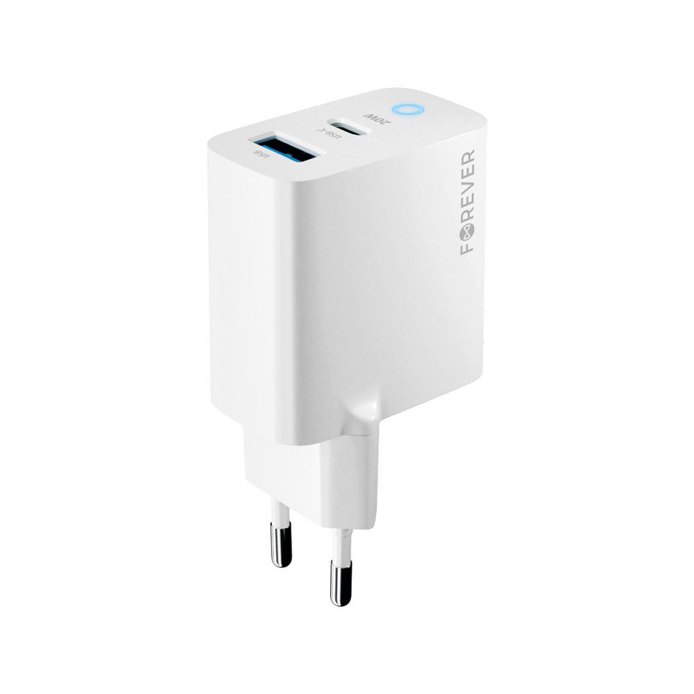 367697_oryg Forever TC-06-20AC PD QC charger 1x USB-C 1x USB 20W white