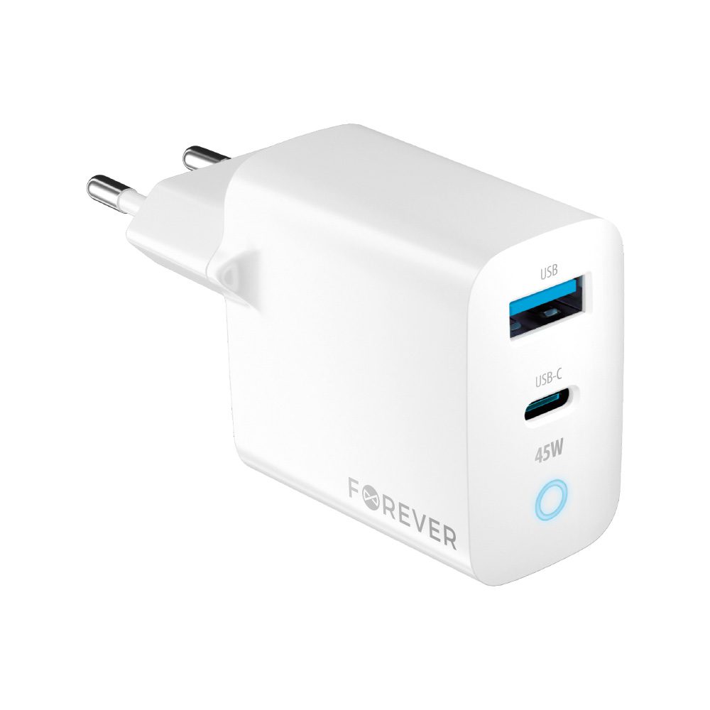367709_oryg Forever TC-06-45AC GaN PD QC charger 1x USB-C 1x USB 45W white