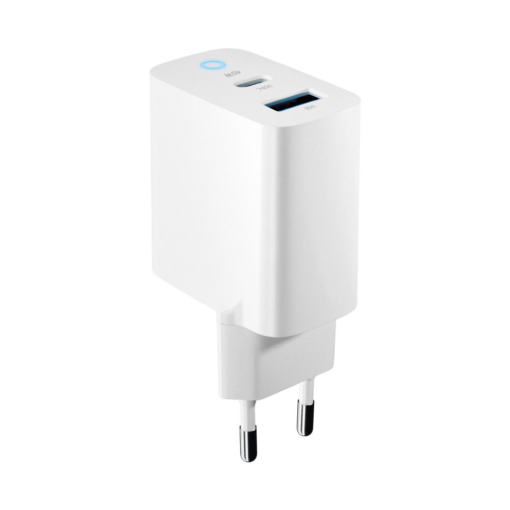 367712_oryg Forever TC-06-45AC GaN PD QC charger 1x USB-C 1x USB 45W white