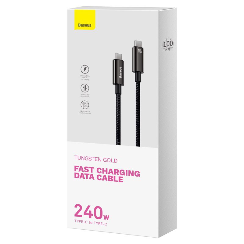Baseus cable Tungsten PD USB-C - USB-C 1,0m black 240W