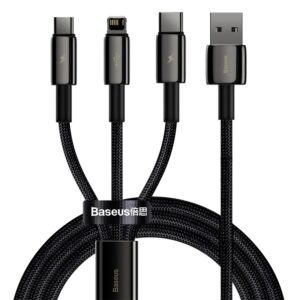 Baseus cable 3in1 Tungsten USB - micro USB + Lightning + USB-C 1,5m 3,5A black