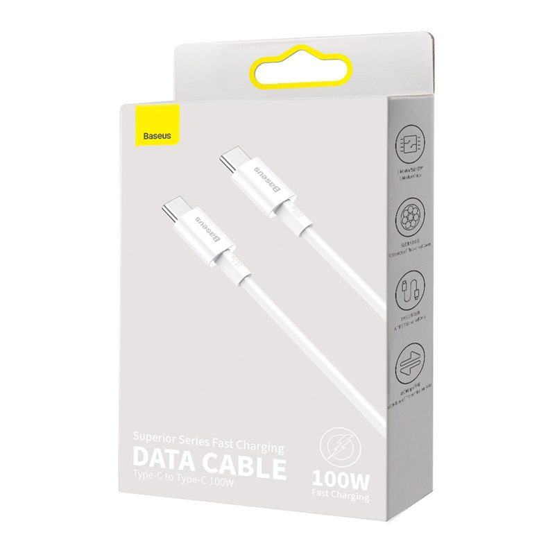 Baseus cabel Superior PD USB-C - USB-C 1,0m white 100W