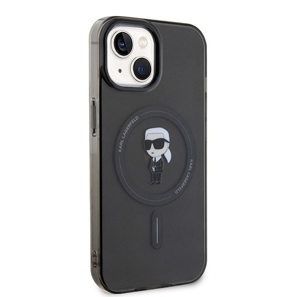 Karl Lagerfeld case for iPhone 15 6,1" KLHMP15SHFCKNOK black hardcase IML Ikonik MagSafe