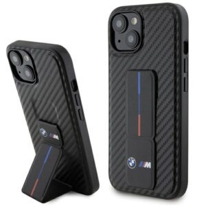 BMW case for iPhone 15 6,1" BMHCP15SGSPCCK black HC GRIP STAND PU SMOOTH AND CARBON