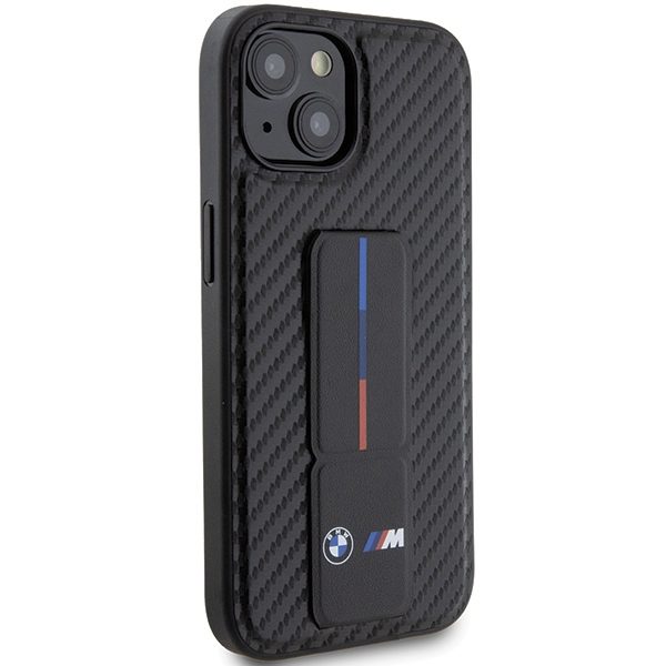 BMW case for iPhone 15 6,1" BMHCP15SGSPCCK black HC GRIP STAND PU SMOOTH AND CARBON
