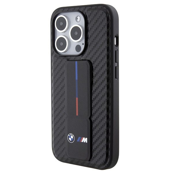 BMW case for iPhone 15 Pro 6,1" black BMHCP15LGSPCCK M HC GRIP STAND PU SMOOTH AND CARBON