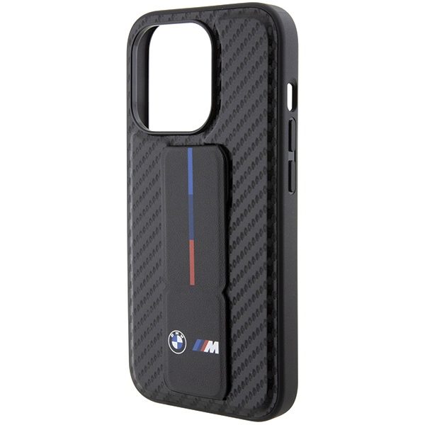 BMW case for iPhone 15 Pro 6,1" black BMHCP15LGSPCCK M HC GRIP STAND PU SMOOTH AND CARBON