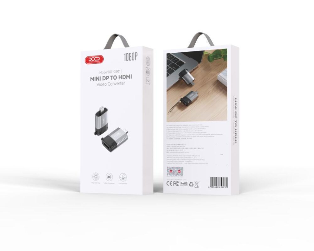 369230_oryg XO adapter GB015 mini Displayport - HDMI 4K gray