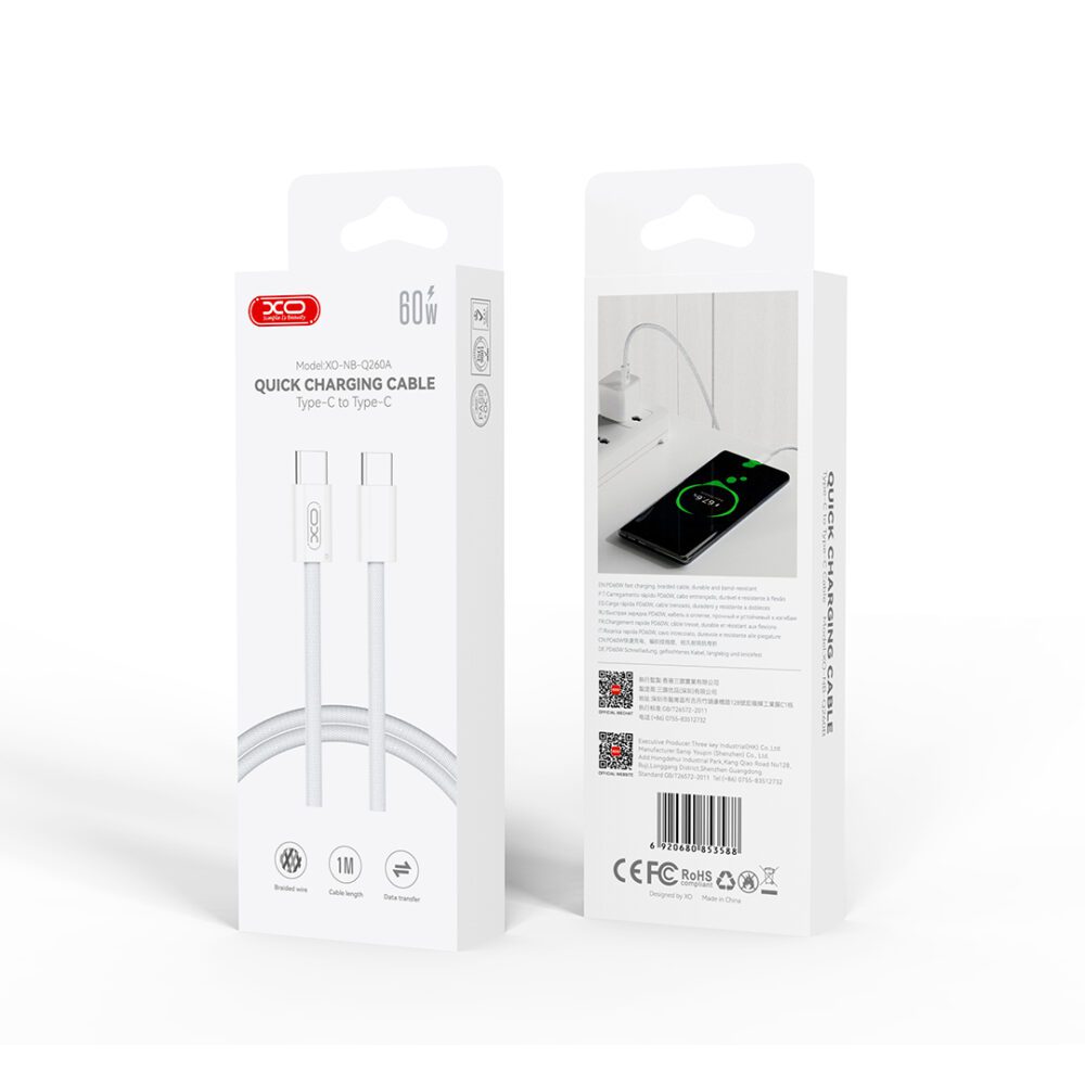 371458_oryg XO cable NB-Q260A PD USB-C - USB-C 1m white 60W