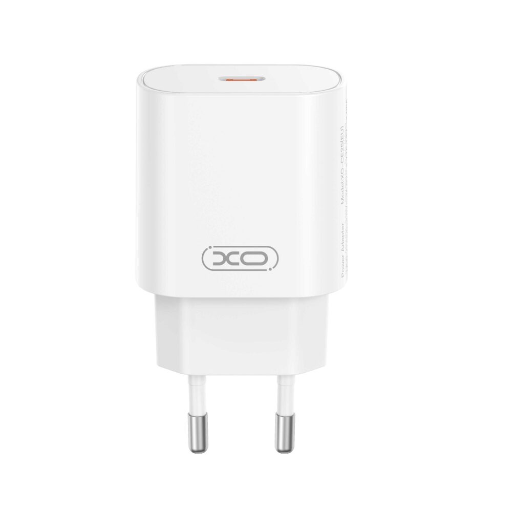 XO wall charger CE25 PD 25W 1x USB-C white + cable USB-C - USB-C