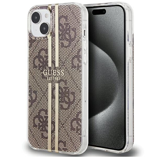 373648_oryg Guess case for iPhone 15 Plus 6,7" GUHCP15MH4PSEGW brown HC IML 4G GOLD STRIPE