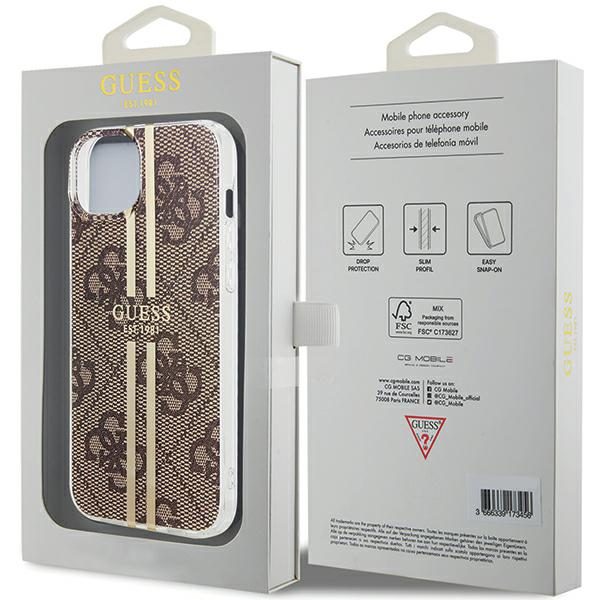 373655_oryg Guess case for iPhone 15 Plus 6,7" GUHCP15MH4PSEGW brown HC IML 4G GOLD STRIPE