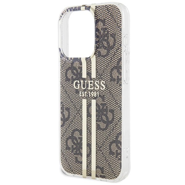 373669_oryg Guess case for iPhone 15 Pro Max 6,7" GUHCP15XH4PSEGW brown HC IML 4G GOLD STRIPE