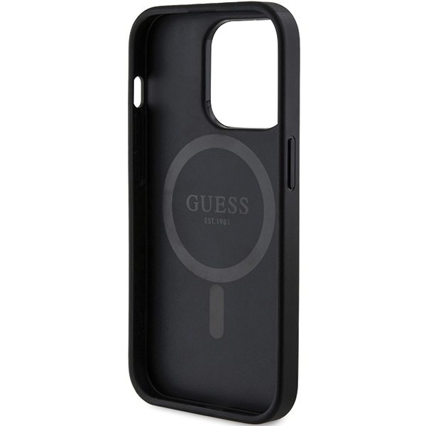 Guess case for iPhone 15 Pro Max 6,7" GUHMP15XG4GFRK black HC MAGSAFE PU 4G RING CLASSIC LOGO