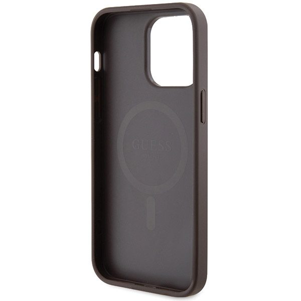 373972_oryg Guess case for iPhone 13 Pro 6,1" GUHMP13LG4GFRW brown HC MAGSAFE PU 4G RING CLASSIC LOGO