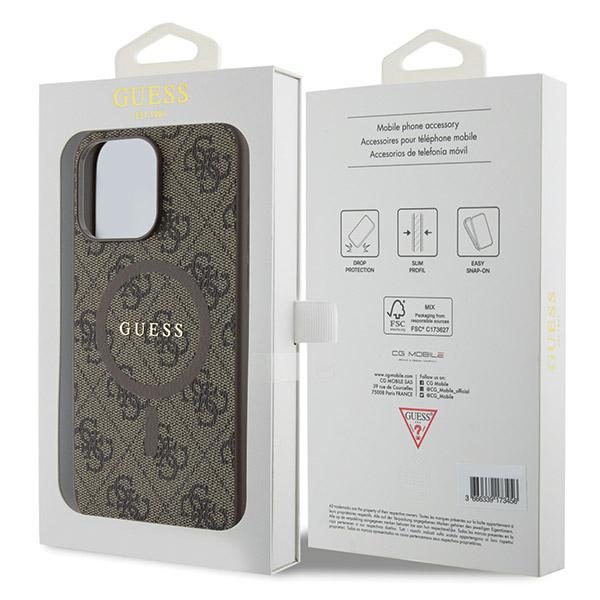 373973_oryg Guess case for iPhone 13 Pro 6,1" GUHMP13LG4GFRW brown HC MAGSAFE PU 4G RING CLASSIC LOGO