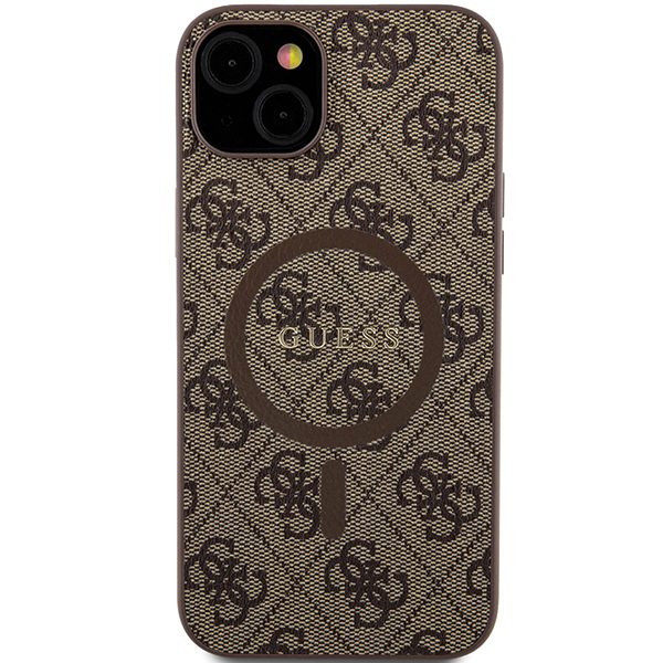 Guess case for iPhone 15 6,1" GUHMP15SG4GFRW brown HC MAGSAFE PU 4G RING CLASSIC LOGO