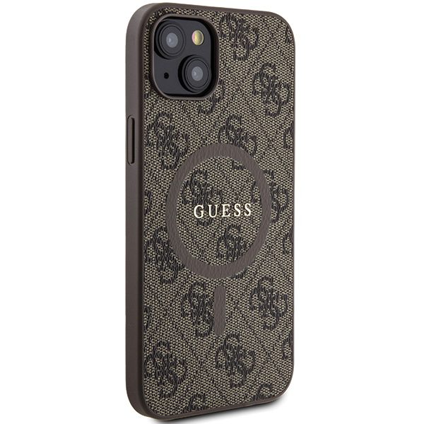 Guess case for iPhone 15 6,1" GUHMP15SG4GFRW brown HC MAGSAFE PU 4G RING CLASSIC LOGO