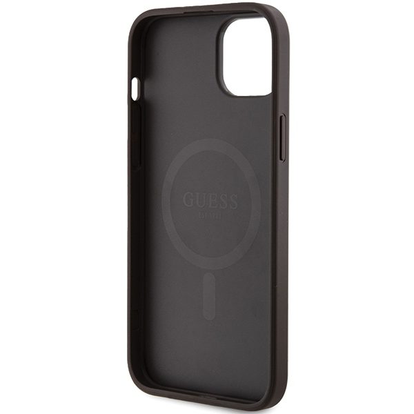 Guess case for iPhone 15 6,1" GUHMP15SG4GFRW brown HC MAGSAFE PU 4G RING CLASSIC LOGO