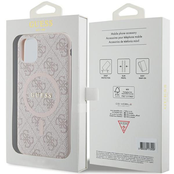 374093_oryg Guess case for iPhone 11 GUHMN61G4GFRP pink HC MAGSAFE PU 4G RING CLASSIC LOGO