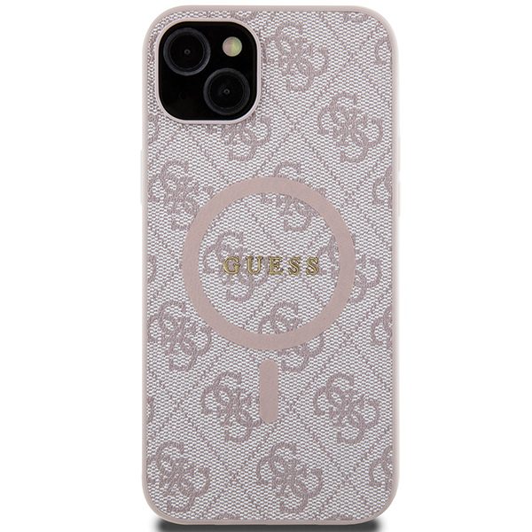 Guess case for iPhone 15 6,1" GUHMP15SG4GFRP pink HC MAGSAFE PU 4G RING CLASSIC LOGO