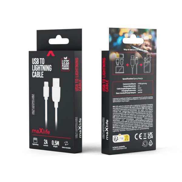 376333_oryg Maxlife cable USB - Lightning 0,5 m 2A white