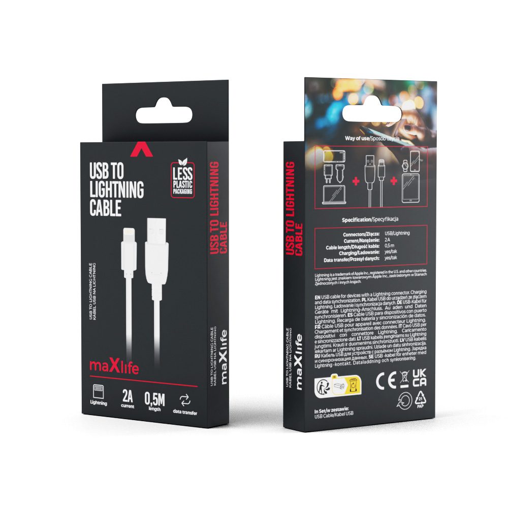 376333_oryg Maxlife cable USB - Lightning 0,5 m 2A white