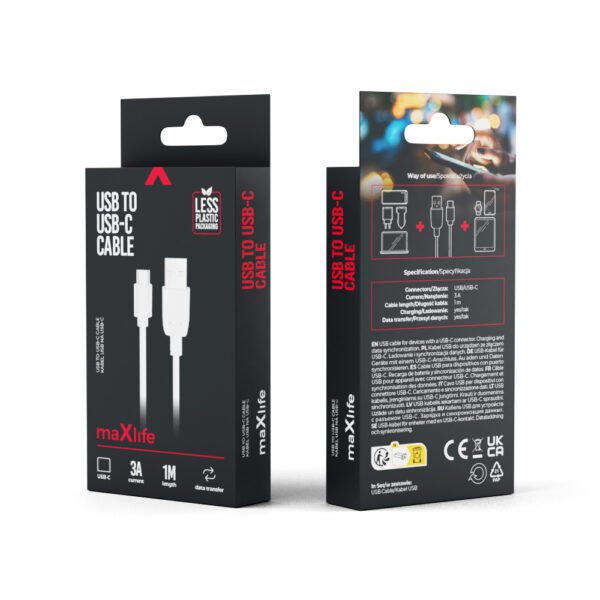 376343_oryg Maxlife cable USB - USB-C 1,0 m 3A white