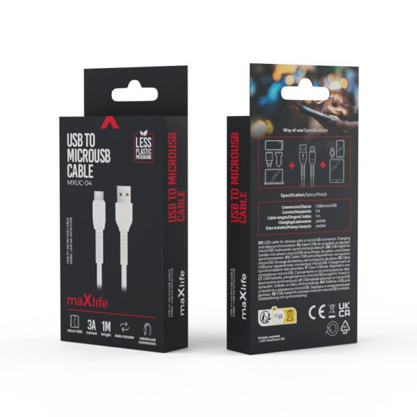 Maxlife MXUC-04 cable USB - microUSB 1,0 m 3A white