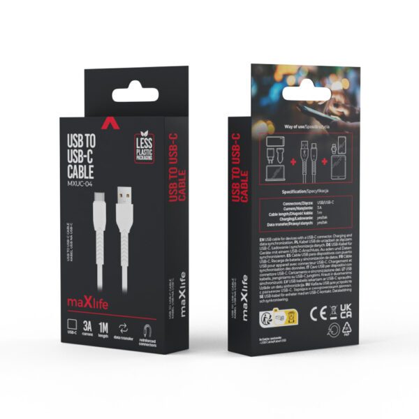 Maxlife MXUC-04 cable USB - USB-C 1,0 m 3A white