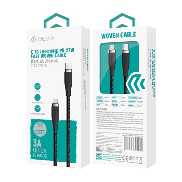 Devia cable Star EC418 PD USB-C - Lightning 1,5 m 27W 3A white