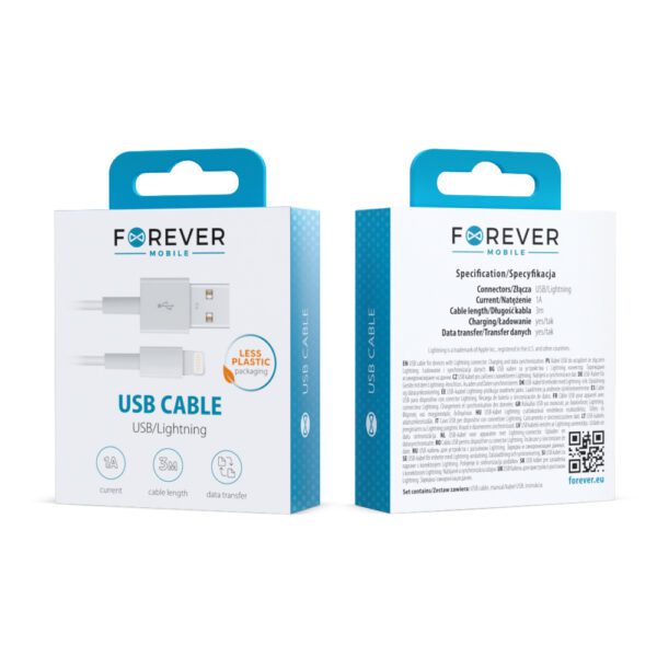 376746_oryg Forever cable USB - Lightning 3,0 m 1A white