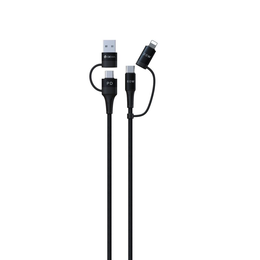 377587_oryg Devia cable 4in1 Extreme EC504 PD USB-C + USB - USB-C + Lightning 1,5 m black