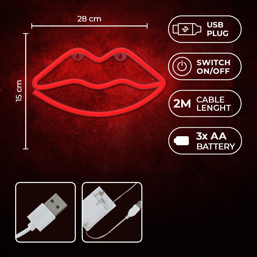 377660_oryg Neon LED Light LIPS red Bat + USB FLNE08 Forever Light