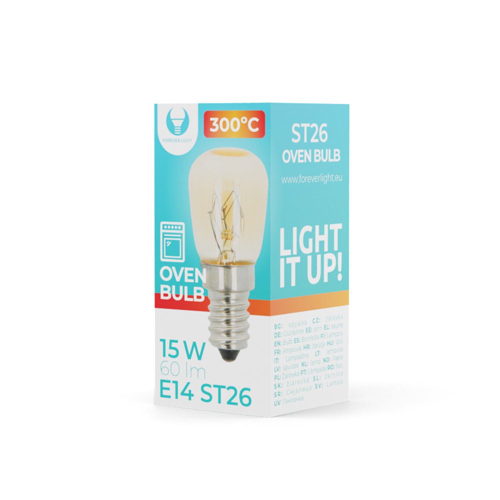 377687_oryg Oven Light bulb E14 ST26 15W 230V 60lm 300° Forever Light
