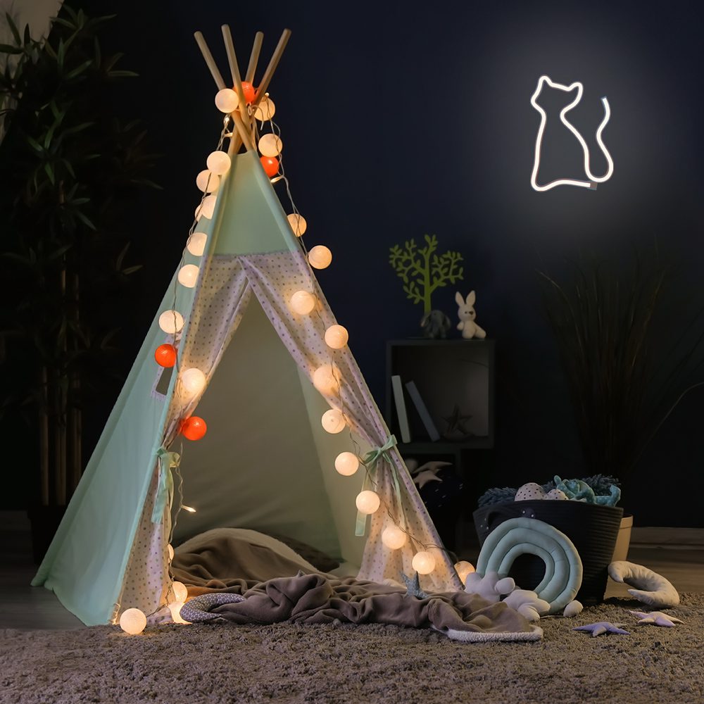378593_oryg Neon LED Light CAT warm white Bat + USB FLNE03 Forever Light