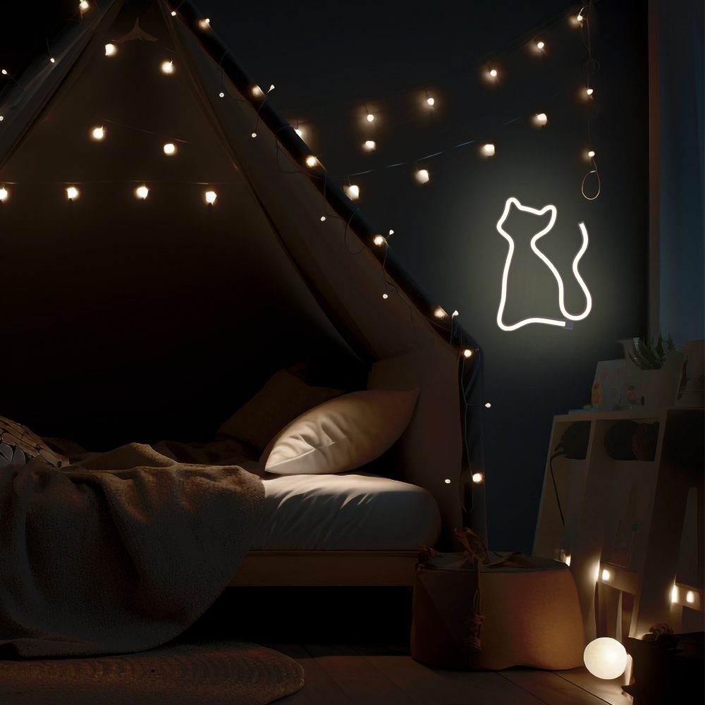 378594_oryg Neon LED Light CAT warm white Bat + USB FLNE03 Forever Light