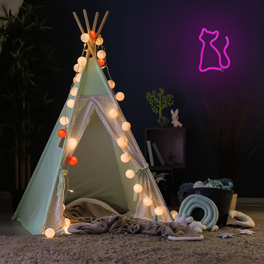 378612_oryg Neon LED Light CAT pink Bat + USB FLNE04 Forever Light