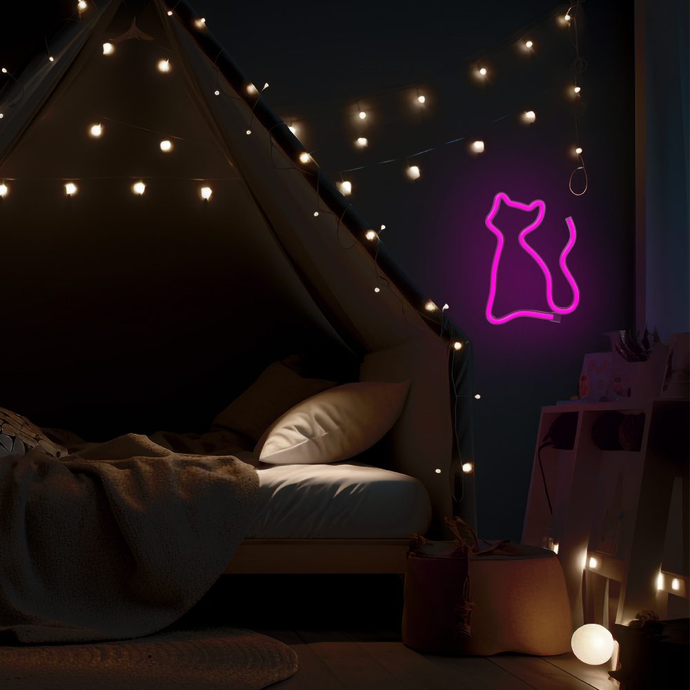 378613_oryg Neon LED Light CAT pink Bat + USB FLNE04 Forever Light