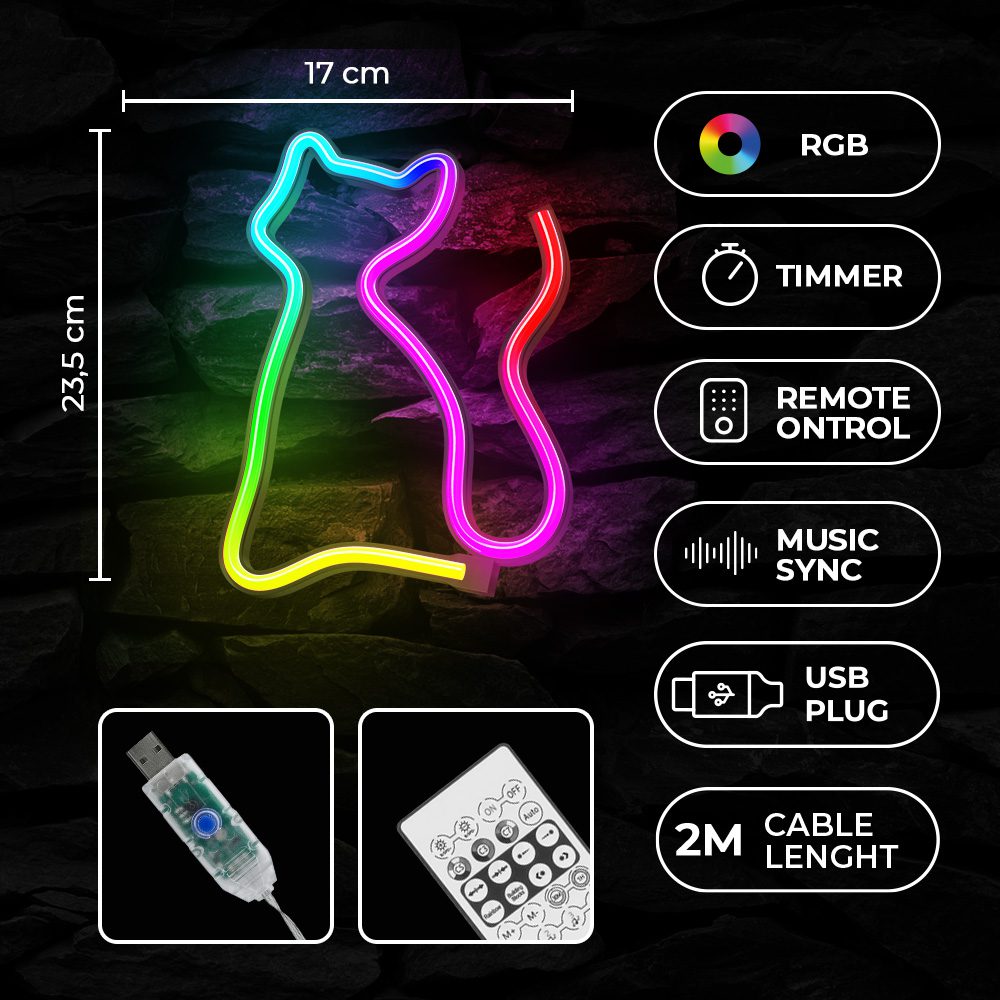 378623_oryg Neon LED RGB CAT FLRN03 + RC Forever Light