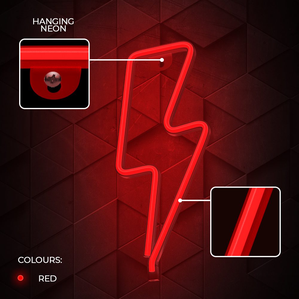 378630_oryg Neon LED Light BOLT red Bat + USB FLNE06 Forever Light
