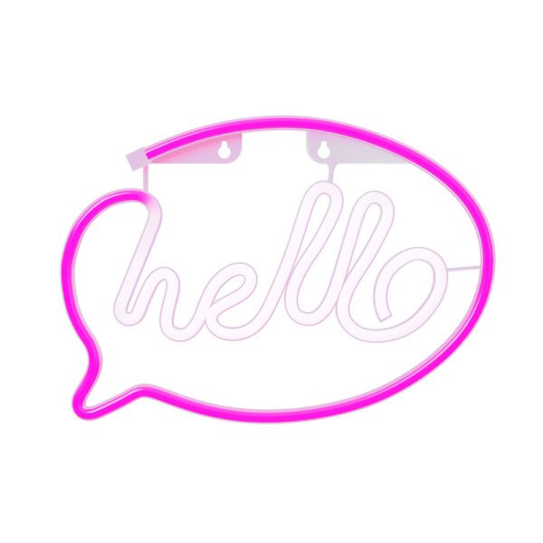 Neon LED Light HELLO pink white Bat + USB FLNE15 Forever Light