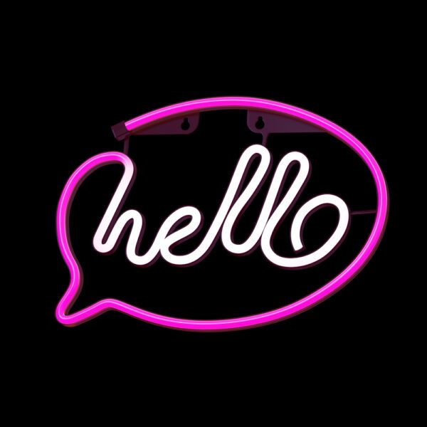 Neon LED Light HELLO pink white Bat + USB FLNE15 Forever Light